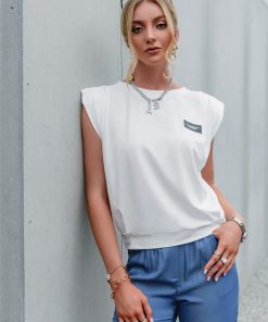 Casual Round Neck Sleeveless Tops