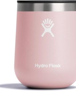 Hydro Flask 10 Oz Wine Glass - Ceramic Stemless Wine Tumbler - Unbreakable with Lid in Trillium Pink
