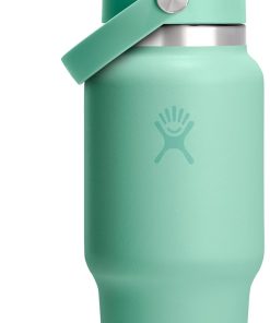 Hydro Flask Travel Water Bottle - Insulated Stainless Steel - Wide Straw Lid, Non Spill, Leakproof in 24 Oz Mermaid Green