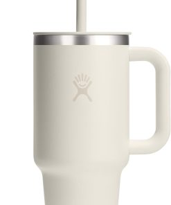 Hydro Flask Travel Tumbler with Handle, Lid and Straw - Insulated Stainless Steel in 32 Oz Ivory