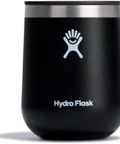 Hydro Flask 10 Oz Wine Glass - Ceramic Stemless Wine Tumbler - Unbreakable with Lid in Black