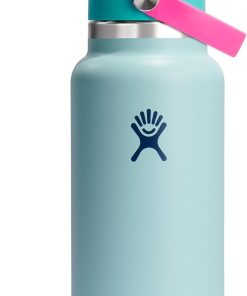 Hydro Flask Water Bottle - Insulated Stainless Steel - Wide Mouth Flex Straw Lid, Non Spill, Leakproof and Refillable in 32 Oz Polar Plunge