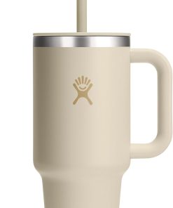 Hydro Flask Travel Tumbler with Handle, Lid and Straw - Insulated Stainless Steel in 32 Oz Coconut Cream