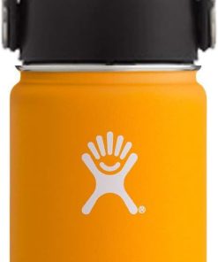 Hydro Flask 12 oz Wide Mouth Double Wall Vacuum Insulated Stainless Steel Leak Proof Sports Water Bottle, Wide Mouth with BPA Free Flex Cap, Mango