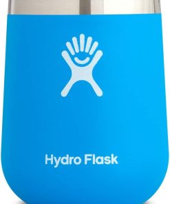 Hydro Flask 10 Ounce Double Wall Vacuum Insulated Stainless Steel Stemless Wine Tumbler Glass with Press-In Lid, Pacific