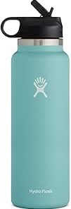 Hydro Flask 40 oz Wide Mouth with Straw Lid Stainless Steel Reusable Water Bottle -?Vacuum Insulated, Dishwasher Safe, BPA-Free, Non-Toxic
