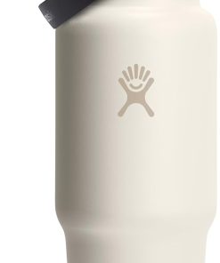 Hydro Flask Travel Water Bottle - Insulated Stainless Steel - Wide Straw Lid, Non Spill, Leakproof in 32 Oz Ivory