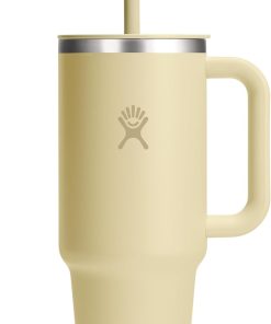 Hydro Flask Travel Tumbler with Handle, Lid and Straw - Insulated Stainless Steel in 40 Oz Starlight