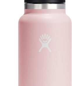 Hydro Flask Water Bottle - Insulated Stainless Steel - Wide Mouth Chug Lid, Non Spill, Leakproof in 32 Oz Trillium Pink