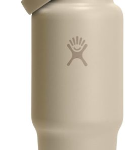 Hydro Flask Travel Water Bottle - Insulated Stainless Steel - Wide Straw Lid, Non Spill, Leakproof in 32 Oz Oat Tan