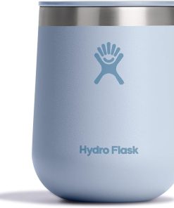 Hydro Flask 10 Oz Wine Glass - Ceramic Stemless Wine Tumbler - Unbreakable with Lid in Surf Blue
