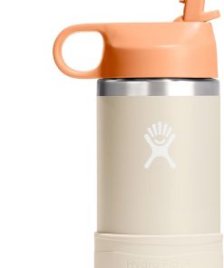Hydro Flask Kids Water Bottle for School - Stainless Steel and Insulated with Straw Cap - 12 Oz Coconut