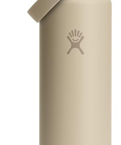 Hydro Flask Water Bottle - Insulated Stainless Steel - Wide Mouth Flex Straw Lid, Non Spill, Leakproof and Refillable in 24 Oz Tonal Oat