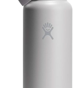 Hydro Flask Water Bottle - Insulated Stainless Steel - Wide Mouth Flex Straw Lid, Non Spill, Leakproof and Refillable in 40 Oz Tonal Birch