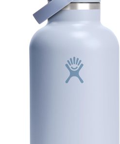 Hydro Flask Water Bottle - Insulated Stainless Steel - Wide Mouth Flex Straw Lid, Non Spill, Leakproof and Refillable in 64 Oz Surf Blue