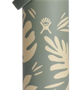 Hydro Flask Water Bottle - Insulated Stainless Steel - Wide Mouth Flex Straw Lid, Non Spill, Leakproof and Refillable in 24 Oz Botanical Bliss Agave
