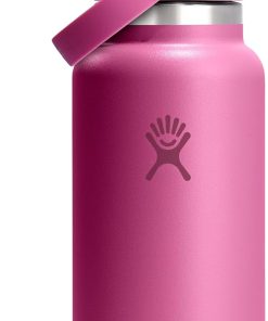 Hydro Flask Water Bottle - Insulated Stainless Steel - Wide Mouth Flex Straw Lid, Non Spill, Leakproof and Refillable in 32 Oz Reef Pink