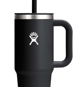 Hydro Flask Travel Tumbler with Handle, Lid and Straw - Insulated Stainless Steel in 24 Oz Black