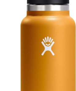 Hydro Flask Water Bottle - Insulated Stainless Steel - Wide Mouth Chug Lid, Non Spill, Leakproof in 32 Oz Fossil Brown