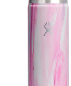 Hydro Flask Water Bottle - Insulated Stainless Steel - Wide Mouth Flex Straw Lid, Non Spill, Leakproof and Refillable in 24 Oz Jelly Pink