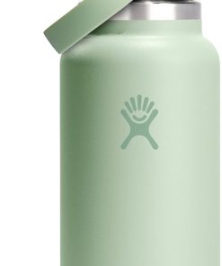 Hydro Flask Water Bottle - Insulated Stainless Steel - Wide Mouth Flex Straw Lid, Non Spill, Leakproof and Refillable in 32 Oz Aloe Green