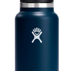 Hydro Flask Water Bottle - Insulated Stainless Steel - Wide Mouth Chug Lid, Non Spill, Leakproof in 32 Oz Inidigo Blue