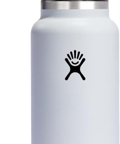 Hydro Flask Water Bottle - Insulated Stainless Steel - Wide Mouth Flex Lid, Non Spill, Leakproof and Refillable in 32 Oz White