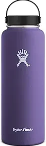 Hydro Flask 40 oz Double Wall Vacuum Insulated Stainless Steel Leak Proof Sports Water Bottle, Wide Mouth with BPA Free Flex Cap, Plum