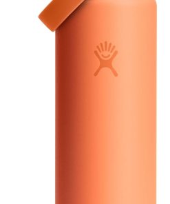 Hydro Flask Water Bottle - Insulated Stainless Steel - Wide Mouth Flex Straw Lid, Non Spill, Leakproof and Refillable in 24 Oz Nectar Orange