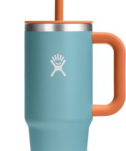 Hydro Flask Kids 24 Oz Travel Tumbler with Handle, Lid and Straw for School - Insulated Stainless Steel in Seaspray Blue