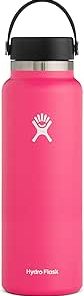 Hydro Flask Water Bottle - Stainless Steel & Vacuum Insulated - Wide Mouth 2.0 with Leak Proof Flex Cap - 40 oz, Watermelon