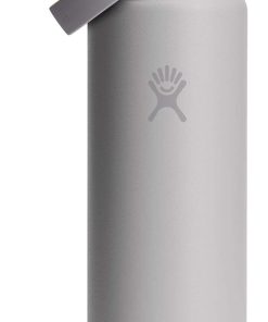 Hydro Flask Water Bottle - Insulated Stainless Steel - Wide Mouth Flex Straw Lid, Non Spill, Leakproof and Refillable in 24 Oz Tonal Birch