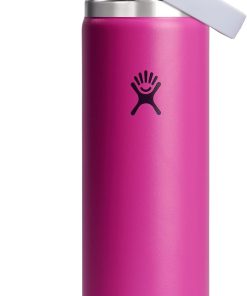 Hydro Flask Water Bottle - Insulated Stainless Steel - Wide Mouth Flex Straw Lid, Non Spill, Leakproof and Refillable in 24 Oz Holiday Punch