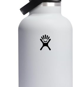 Hydro Flask Water Bottle - Insulated Stainless Steel - Wide Mouth Flex Straw Lid, Non Spill, Leakproof and Refillable in 64 Oz White