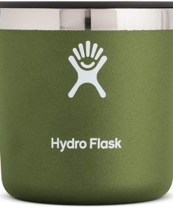 Hydro Flask 10 oz Rocks Cup - Stainless Steel & Vacuum Insulated - Whiskey Glass Press-In Lid - Olive