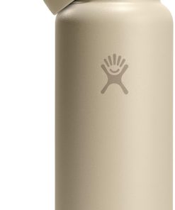 Hydro Flask Water Bottle - Insulated Stainless Steel - Wide Mouth Flex Straw Lid, Non Spill, Leakproof and Refillable in 40 Oz Tonal Oat