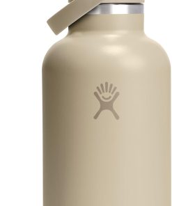 Hydro Flask Water Bottle - Insulated Stainless Steel - Wide Mouth Flex Straw Lid, Non Spill, Leakproof and Refillable in 64 Oz Tonal Oat