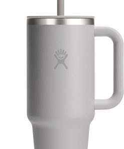 Hydro Flask Travel Tumbler with Handle, Lid and Straw - Insulated Stainless Steel in 40 Oz Tonal Birch Gray
