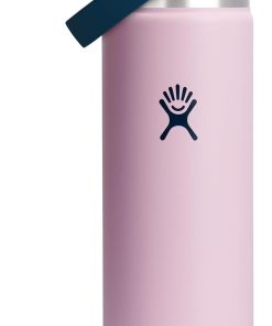 Hydro Flask Water Bottle - Insulated Stainless Steel - Wide Mouth Flex Straw Lid, Non Spill, Leakproof and Refillable in 24 Oz Campus Pink