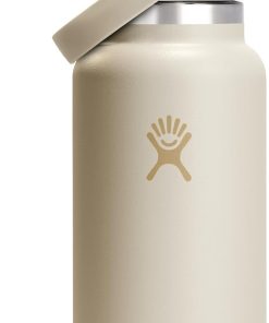 Hydro Flask Water Bottle - Insulated Stainless Steel - Wide Mouth Flex Straw Lid, Non Spill, Leakproof and Refillable in 32 Oz Coconut Cream