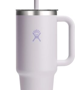 Hydro Flask 40 Oz Clear Lid Travel Tumbler with Straw and Handle - Insulated Stainless Steel in 40 Oz Cloud Pink