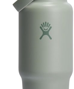 Hydro Flask Travel Water Bottle - Insulated Stainless Steel - Wide Straw Lid, Non Spill, Leakproof in 32 Oz Agave Green