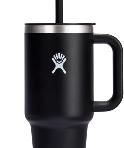 Hydro Flask Travel Tumbler with Handle, Lid and Straw - Insulated Stainless Steel in 32 Oz Black
