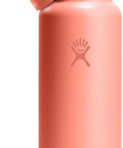 Hydro Flask Water Bottle - Insulated Stainless Steel - Wide Mouth Flex Straw Lid, Non Spill, Leakproof, and Refillable in 40 Oz Sunglow