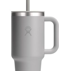 Hydro Flask Travel Tumbler with Handle, Lid and Straw - Insulated Stainless Steel in 32 Oz Tonal Birch Gray