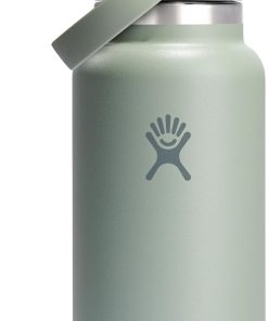 Hydro Flask Water Bottle - Insulated Stainless Steel - Wide Mouth Flex Straw Lid, Non Spill, Leakproof and Refillable in 32 Oz Tonal Agave