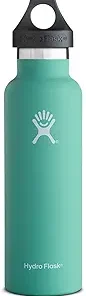 Hydro Flask 21 oz Vacuum Insulated Stainless Steel Water Bottle, Standard Mouth with Loop Cap, Mint
