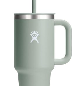Hydro Flask Travel Tumbler with Handle, Lid and Straw - Insulated Stainless Steel in 32 Oz Agave
