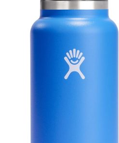 Hydro Flask Water Bottle - Insulated Stainless Steel - Wide Mouth Flex Lid, Non Spill, Leakproof and Refillable in 32 Oz Cascade Blue