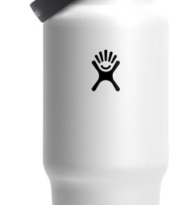 Hydro Flask Travel Water Bottle - Insulated Stainless Steel - Wide Straw Lid, Non Spill, Leakproof in 32 Oz White